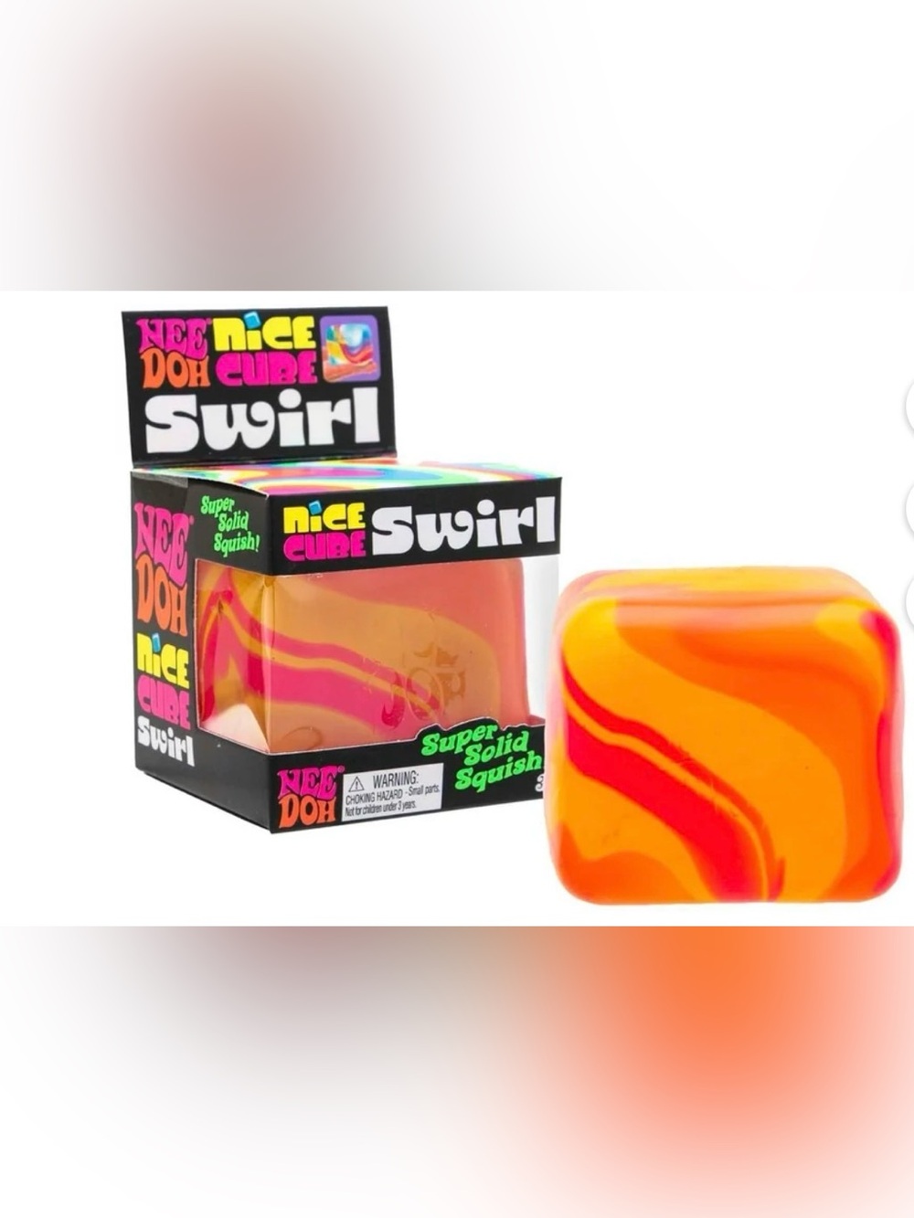 NeeDoh Swirl Nice Cube, Satisfying Square Shaped Sensory Toy orange sealed new